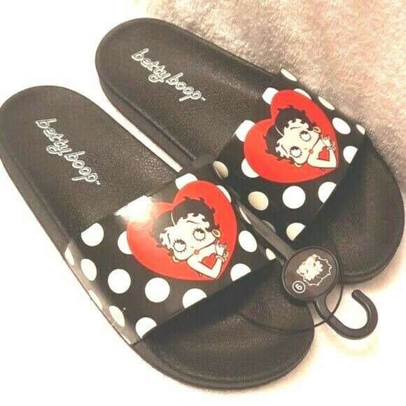 Betty Boop Shoes - Betty Boop Sandals Womens Size 9 Black Red Slip On